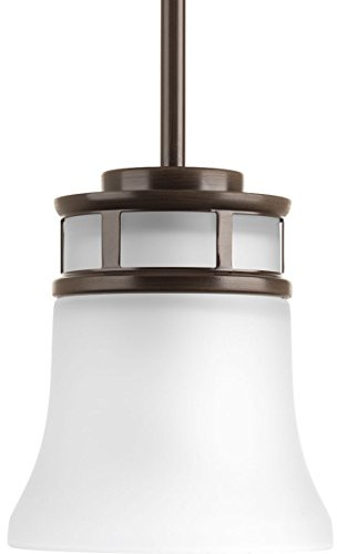 Progress Lighting Alexa Collection 1-Light Brushed Nickel Etched Linen with Clear Edge Glass Modern Mini-Pendant Light