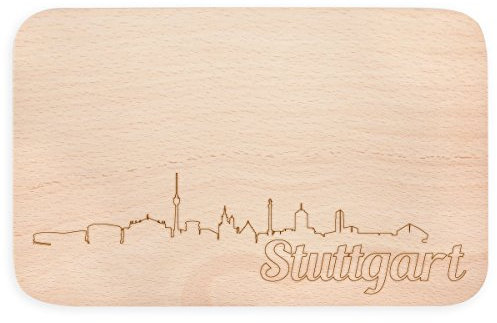 JUNIWORDS Frühstücksbrettchen mit Skyline Gravur - Wähle eine Stadt - Stuttgart