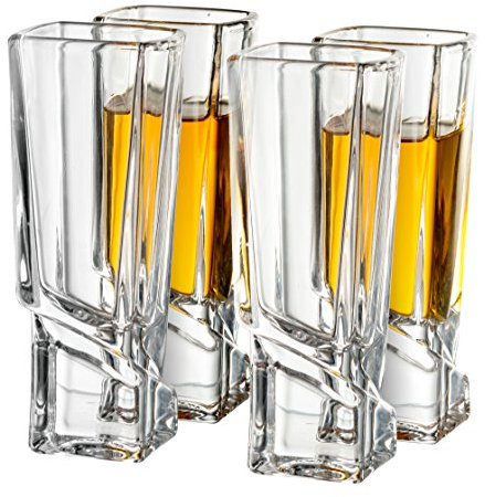 JoyJolt Carre Lot de 4 verres à shot carrés à base lourde 51 g