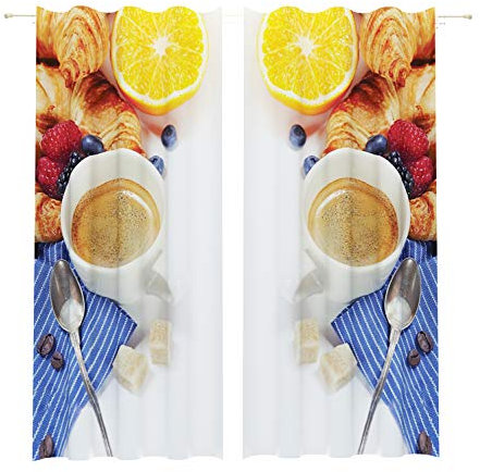Lemare Deko-Vorhänge Digitaldruck | Küche | Dicker Vorhang Blickdicht | 2 STK. 145x260 cm