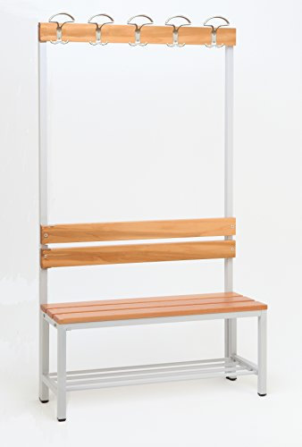 Szagato Garderobenbank mit Haken 1-seitig mit Schuhrost HxBxT 170x100x30 cm Marke Umkleidebank Umkleide Sitzbank Garderobe mit Sitzbank Bank für Garderobe Garderobe Kindergarderobe mit Sitzbank