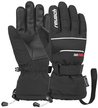 Reusch Connor R-TEX XT Junior warme, wasserdichte, Winddichte und atmungsaktive Winterhandschuhe Fingerhandschuhe Skihandschuhe für Kinder Kids Jugendliche Mädchen und Jungen, schwarz-weiß, 6,5