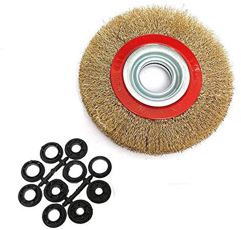 Rueda de alambre, 1 unidad de cepillo de alambre para rueda de alambre de acero engarzado, rueda redonda plana con anillos adaptadores reductores