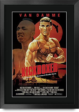 HWC Trading A3 FR Kickboxer Der Cast Jean-Claude Van Damme Geschenke Printed Poster Autogramm Bild für Film-Memorabilia Fans Signed - A3 Eingerahmt