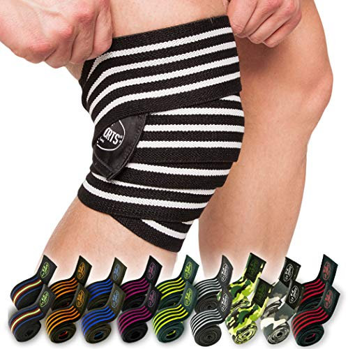 C.P.Sports Kniebandage, Kniebandagen 200cm - T25 - Kraftsport, Bodybuilding, Powerlifting, Männer, Frauen, Fitness Bandage, Training, Kreuzheben (Schwarz Blau)