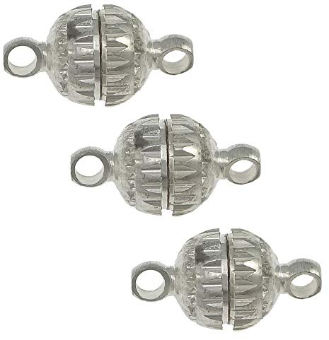 Perlin 3Stk. Magnetverschlüsse Kettenverschluss Rund Verschlüsse Verbinder Silberfarbe Schmuckverschluss Magnet Verschluss für Schmuck Zubehör Kette Armband DIY 14mm