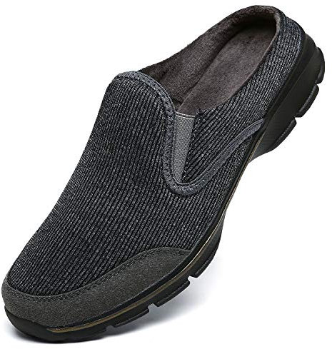 Sabots Femmes Confortable Pantoufle Coton Hommes Antidérapant Chaussons intérieur extérieur, Gris Peluche, 38 EU