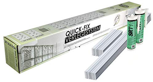 QUICK-FIX Verlegesystem für 8 Glassteine (24 x 24 x 8 cm) für den Außenbereich geeignet - Glasbausteine schnell und einfach verlegen