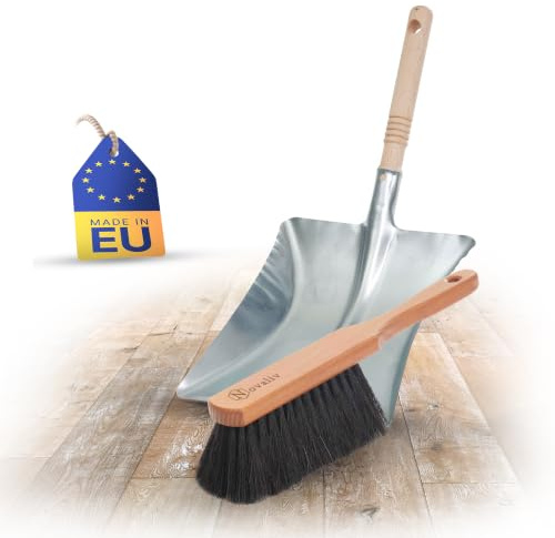 Novaliv - 1 set con scopino in crine di cavallo e paletta zincata