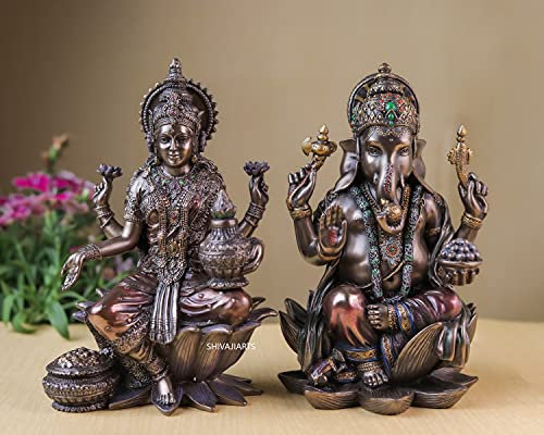 SHIVAJI ARTS Lakshmi Ganesh Statue, 18,5 cm Lakshmi Ganesha Statue, Ganesh Lakshmi Statue, Ganesha Lakshmi Statue, Diwali Puja, Diwali Gifts, Hindu-Gott.