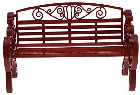 Colcolo Puppenhaus Klassische Outdoor Garten Terrassenbank mit Armlehnen, 1/6 Maßstab Puppenhausmöbel, Braun