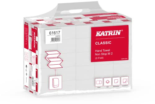 Falthandtuch/Papierhandtuch Katrin Classic Non-Stop M2 weiß, Z-Falz, 2-lagig, 20,3 x 24 cm, Interfalz, VE: 25 x 160 = 4000 Tücher im Handy-Pack #61617