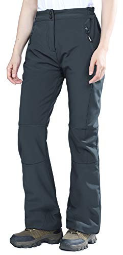 OUTDOOR VENTURES Skihose Outdoorhose Damen Wanderhose Wasserdicht Softshellhose Winter Thermohose Ski Hosen Warm Gefüttert Arbeitshose Snowboardhose Winddicht Trekkinghose Schwarz 44
