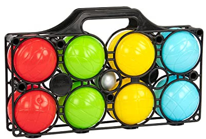 Idena 40409 Jeu de pétanque avec 8 Boules colorées, cochonnet et Panier de Transport, Jeu d'adresse pour Enfants et Adultes, Jeu de Sport pour l'extérieur, idéal pour l'été, dans Le Jardin ou Le Parc