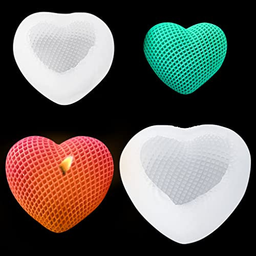 FineInno 2 Stück Silikonform Herz, Herzform Kerzenform Seifenform, 3D Fondant Diamant Liebe Epoxidharz Formen, Candle Gießform für DIY Fondant Schokoladen Kuchen Dekoration