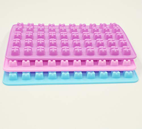 Selecto Bake Mini-Bär-Silikonbackform mit 50 Mulden, antihaftbeschichtet, für Süßigkeiten, Schokolade, Gummibärchen, zufällige Farbauswahl