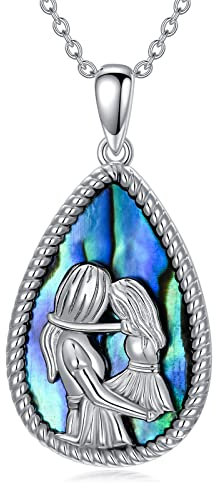 enjoylifecreative Tochter Geschenk von Mama mit Abalone Muschel Sterling Silber Mutter Tochter Halskette Mama Anhänger Schmuck Geburtstagsgeschenk