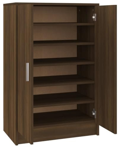 vidaXL Mueble Zapatero Organizador de Zapatos Soporte Armario Pasillo Almacenaje Estantería Madera Contrachapada Roble Marrón 60x35x92 cm