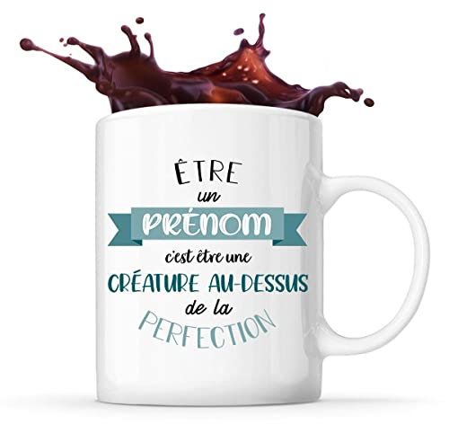 Planetee Tasse prénom personnalisable mignon perfection garçon| Mug Cadeau vêtement de naissance personnalisé pour anniversaire