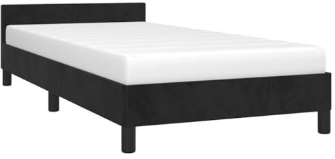 vidaXL Bettgestell mit Kopfteil, Bettrahmen mit Lattenrost, Bett Polsterbett mit Stützbeinen, Schlafzimmerbett Einzelbett, Schwarz 100x200cm Samt