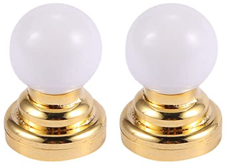 Duendhd 2X 1:12 Dolls House Miniature Globe White Ceiling LED Light Lighting Lamp with Battery