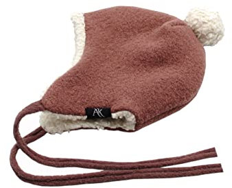 Anna Karinna Kids Warme Wintermütze aus Schurwolle für Kinder mit Ohrenklappen und Ohrenschutz Jungen & Mädchen Herbstmütze Newborn Clay Pink
