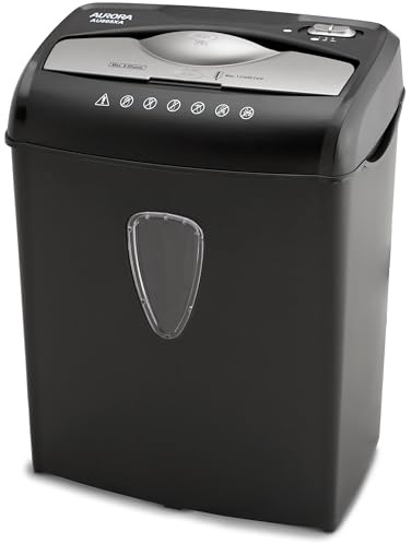 Aurora 8 Blatt Professional Querschnitt Papier und Kreditkarten-Aktenvernichter, Schwarz, Automatisch