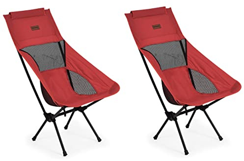 Rainberg Ultra Lightweight High Back Camping Chair, Folding Chair, Camping Chairs for Adults, Foldable Garden Outdoor Picnic BBQ Chairs. (Pack of 2, Red)