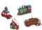 Weihnachtsbaum Anhänger groß - 4er Set/Merry Christmas - Christbaumschmuck mit Glitzer – Weihnachts Baum Kugeln Deko Figuren Haus Auto Zug