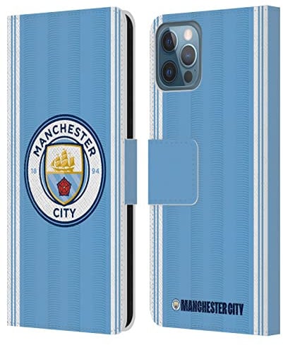 Head Case Designs Officially Licensed Manchester City Man City FC Home 2023/24 Badge Kit Leather Book Wallet Case Cover Compatible With Apple iPhone 12 / iPhone 12 Pro