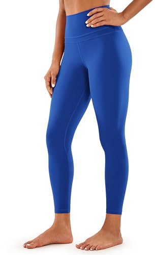CRZ YOGA Damen Naked Feeling Sport Leggings High Wasit Sporthose Yogahose Blickdicht Lange Yoga Leggins - 64cm Wellen Blau 40