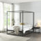 [en.casa] Cadre de Lit à Baldaquin avec Sommier à Lattes Lit Double Adulte Cadre à Lattes sur Pied Design Élégant Stable Capacité de Charge 200 kg Chambre à Coucher Métal 140 x 200 cm Noir
