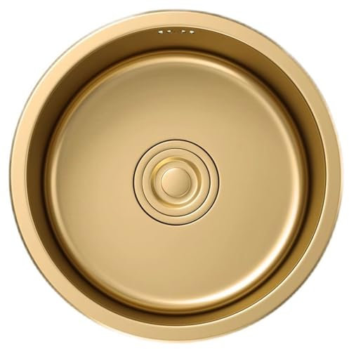 Küchen Platzsparendes Mini-Waschbecken Mit Siphon Für Wohnmobile Gold Rundes Spülbecken Küche Einzelbeckenspüle Für Die Bartheke Edelstahl-Haushaltsgemüsewaschbecken-Wasserbecken Küchenspülen (Color