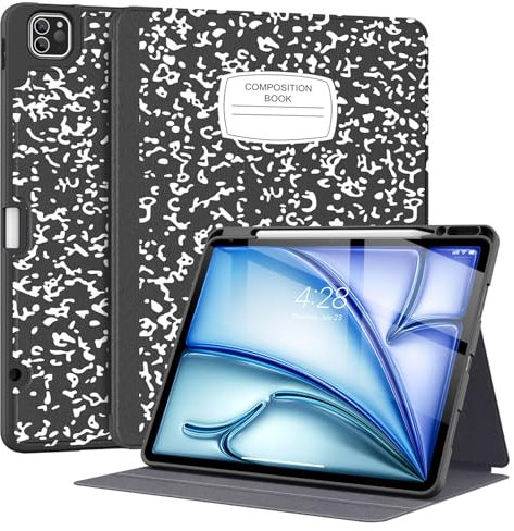 Supveco Case for iPad Air 13 Inch (M2) 2024,iPad Pro 12.9 6th/5th Gen 2022/2021 with Pencil Holder-[Fit Pencil Charging+Auto Wake/Sleep],Premium Folio Stand Case with Soft TPU Back Cover-Book
