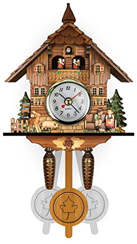 NCONCO Kuckucksuhr Holz Coo Coo Uhr mit Pendel Wecker Dekoration Vintage Holzwanduhr für Wohnzimmer Schlafzimmer Cafe Restaurant Hotel