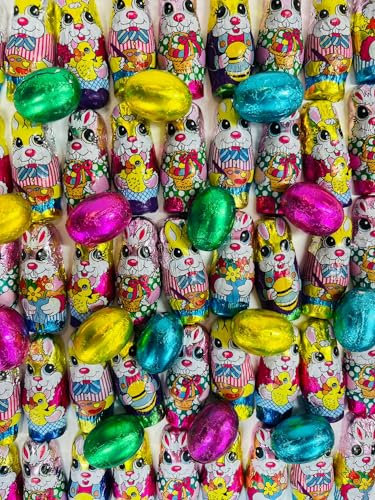 OYOY Osterkörbchen gefüllt mit Osterhasen am Stil, Ostertäfelchen, Osterhasen und Ostereier I Ostergeschenke für Kinder
