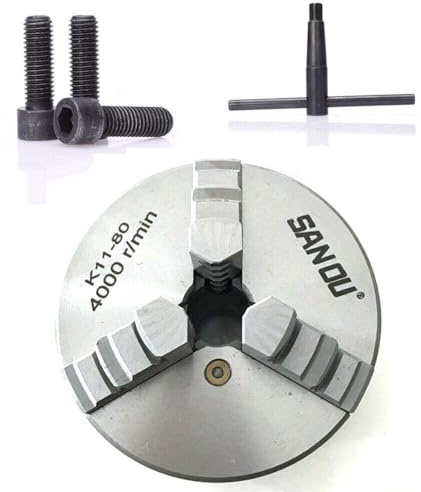 Präzisions-Dreibackenfutter, Dreibackenfutter, Spannfutter, Drehfutter, Dreibacken-Drehfutter, 80 mm.
