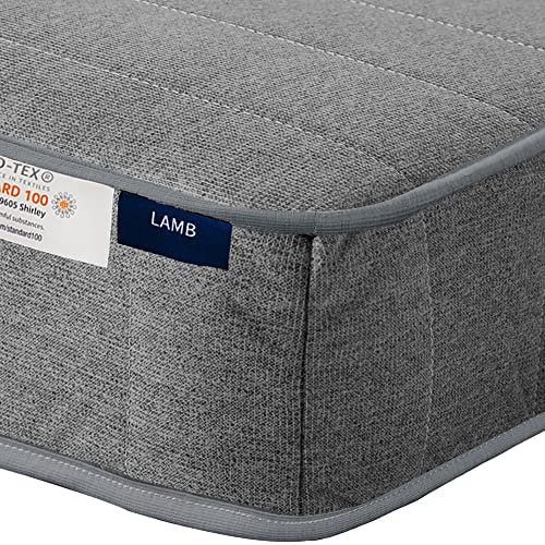LAMB Matratze 90x200 cm Taschenfederkernmatratze 7-Zonen Höhe 20cm Härtegrad H2+H3 Medic Orthopädische Federkernmatratze mit Schaumstoff und Microfaser-Bezug, Graue Matratzen für Erwachsene