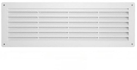 Griglia di Ventilazione con Zanzariera, Griglia Aerazione In Plastica, Griglia di Espulsione dell'aria, Colore Bianco, Made In Italy (Rettangolare L360mm H120mm)