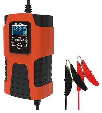 nmbhus Chargeur De Batterie De Voiture, Petit Chargeur Multi-usages 6V/12V 2A, Réparation De Charge Automatique Intelligente avec Écran LCD Intégré
