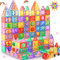Perbabe Magnetic Tiles, 61PCS Magnatiles Stronger Magneticc Tiles for Kids 3D Magnetic Building Blocks STEM Montessori Toys Toddler Toy for 3 4 5 6 7 8 Year Old Educational Construction Birthday Gifts