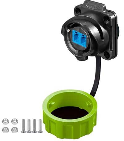 CNLINKO YM-24 Fibre Optique Connecteurs, LC Monomode Double Cœur, Prise d'Aviation de Montage sur Panneau, Connecteur Étanche IP68, Connecteurs de Signal M24 (Prise Fibre Optique)