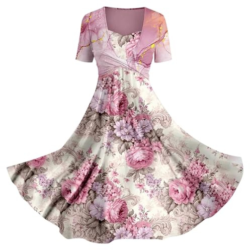 Cocila Boho Chic Dresses Abito da Donna Casual con Stampa Artistica Floreale Primavera/Estate Vestito per Foto in Gravidanza Abito Estivo Donna Mare Abito Copricostume Donna Mare