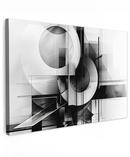 MuchoWow© Bild auf Leinwand 90x60 cm Schlafzimmer Bilder Badezimmer Wand Deko Wohnzimmer Moderne Wanddeko Bilderwand Geschenk Abstrakt - Kunst - Modern - Schwarz und weiß