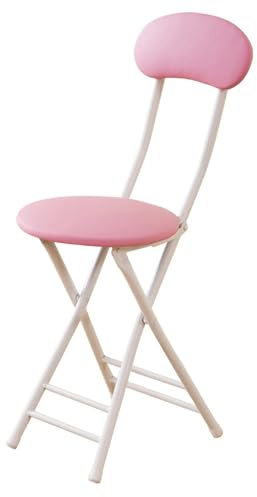 Gepolsterte Klappbarer Barhocker mit lehne, 47cm Faltbar Runder Hochstuhl, Erwachsene Theken Höhe Küchen Stuhl für Büro, Garten(Pink)