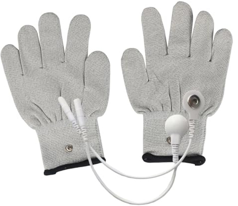 Besportble Elektrische Therapiehandschuhe 3 Paar Elektroden Massagehandschuhe Mit Konvertierungszeilen FüR Muskel- Und Nervenstimulation Komfortable Baumwollhandschuhe
