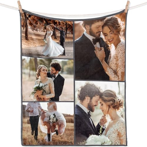 iDIY personalisierte Decke personalisierte Geschenke - Decke mit Foto, fotogeschenke kuscheldecke personalisiert, personalisierte Geschenke für Freundin, Ehefrau, Geschenke für sie 5 Fotos
