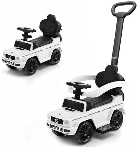 Primi Passi 3 in 1 Macchina Cavalcabile Mercedes G350 per Bambini 12-36 Mesi Maniglione Direzionabile Suoni Antiribaltamento Vano Portaoggetti