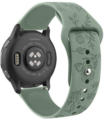 AK Armband für Garmin Venu 2/3, Vívoactive 4, Forerunner 255/265 Music - 22mm Graviertes Uhrenarmband aus Silikon für Damen und Herren