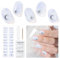 Gelnägel zum Aufkleben - 22 Stück Nagelfolie French Gel Nail Strips Nagelfolien Selbstklebend Nail Art Sticker for Wedding Gel Nagelfolie Inklusive Prep Pads, Nagelfeile und Holzstäbchen